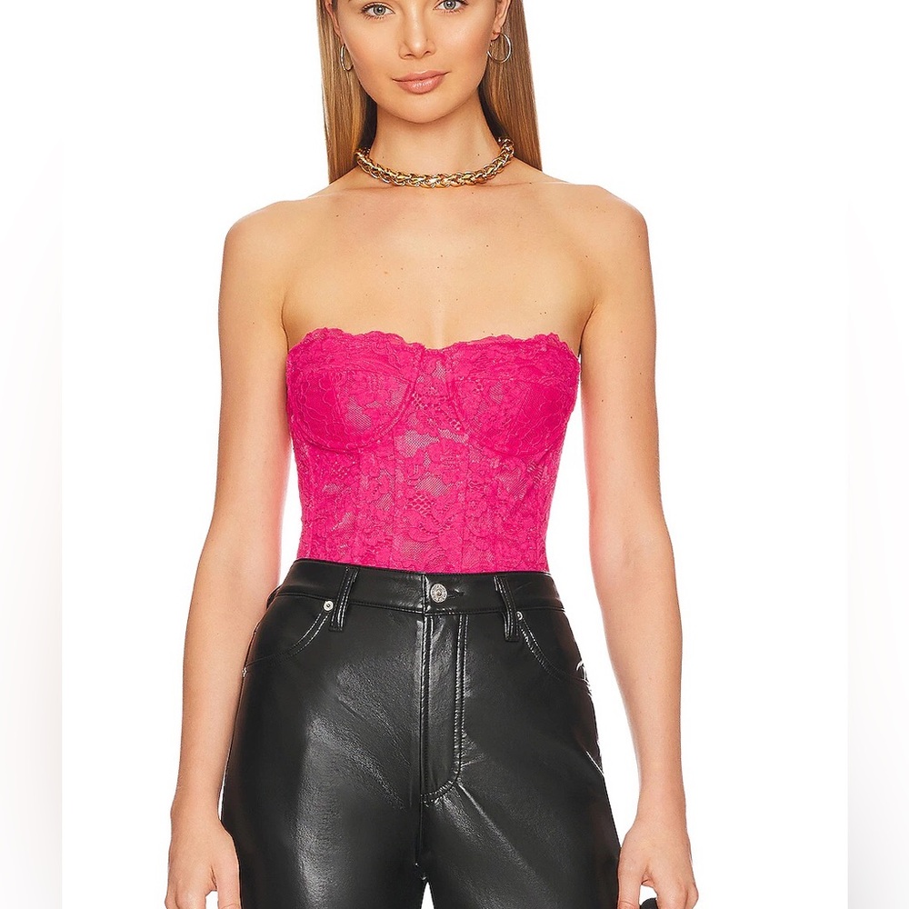 Bardot Pink Lace Bodysuit